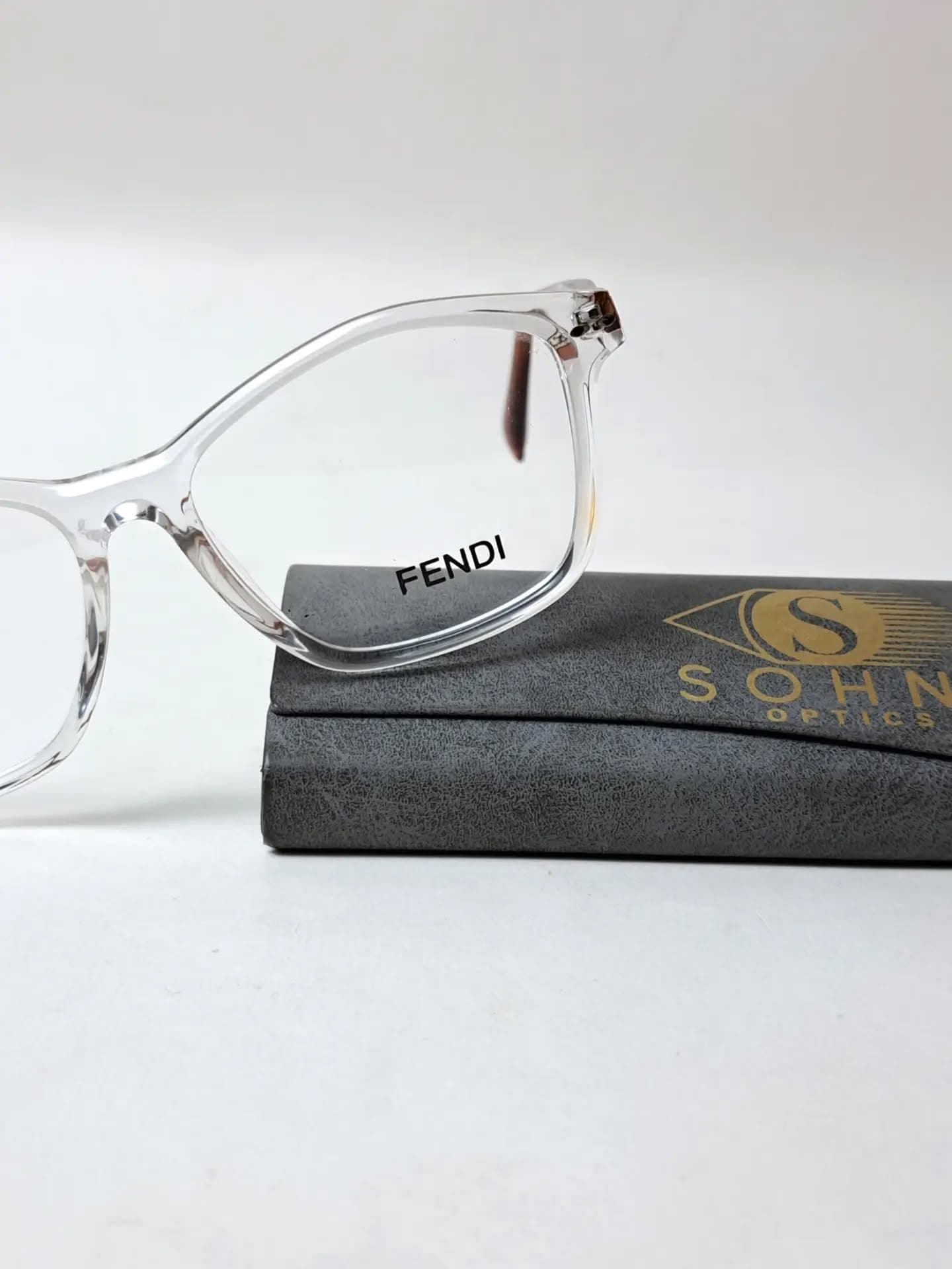 Fendi Crystal Clear Square Eyeglasses