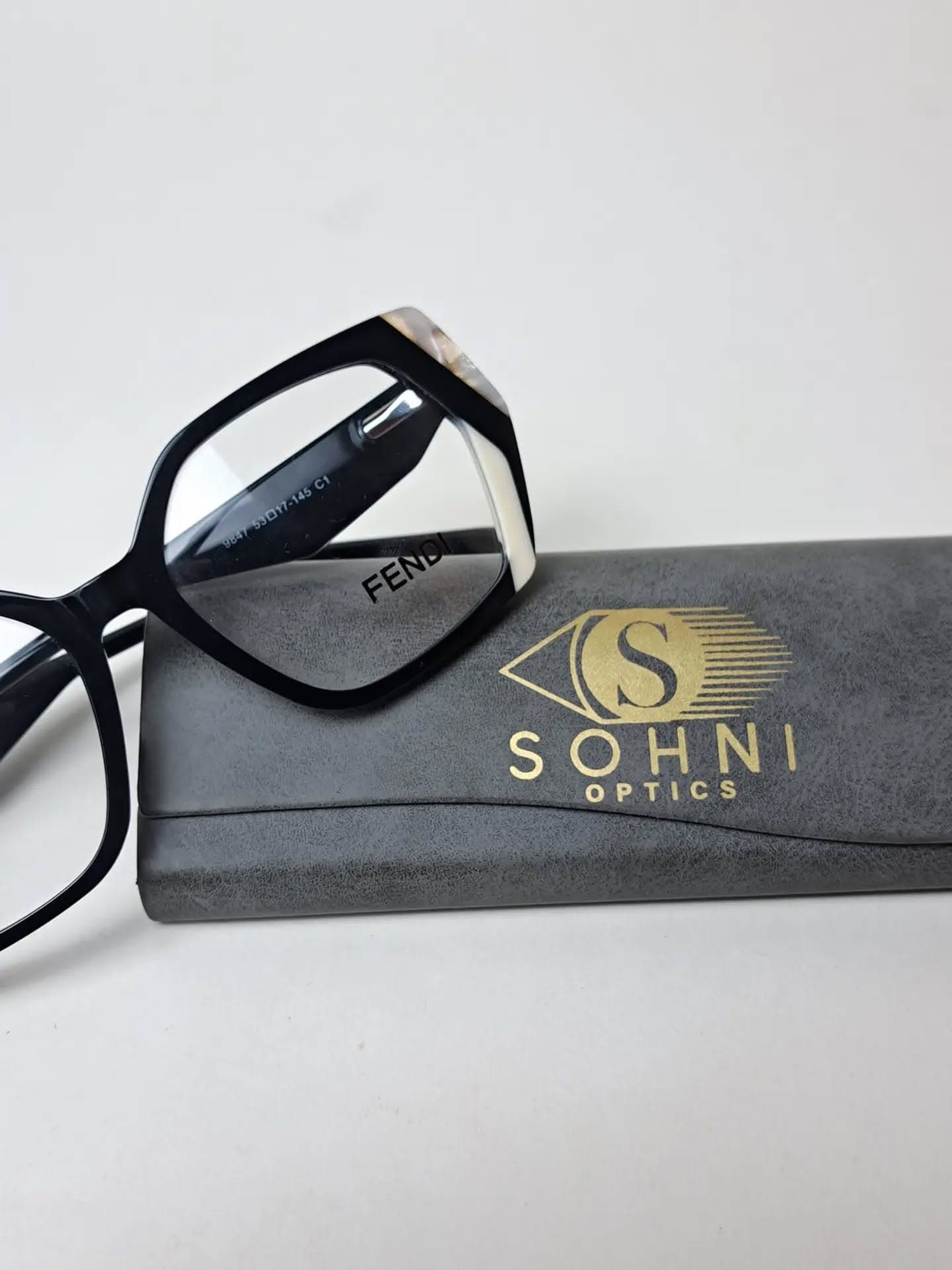 Fendi Oversized Black Geometric Eyeglasses view 5