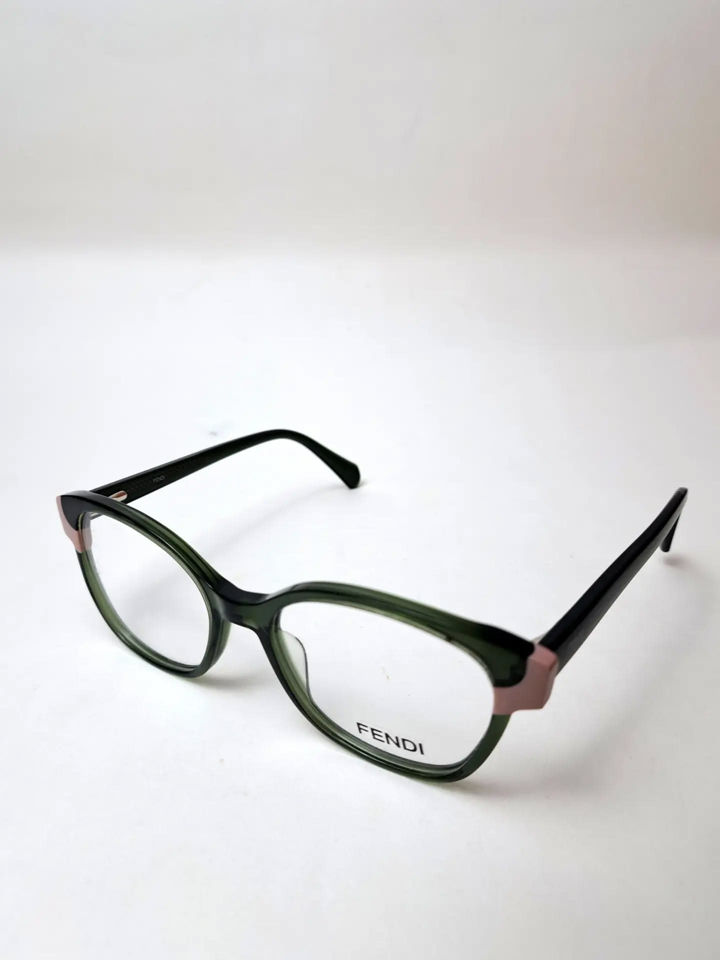 Fendi Olive Green Translucent Cat-Eye Eyeglasses