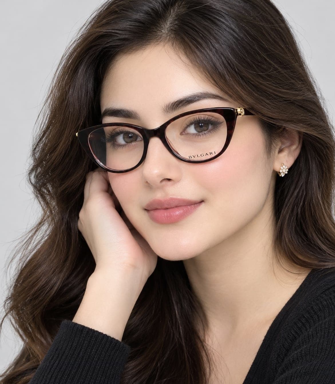 Bvlgari Maroon Cat Eye Eyeglasses