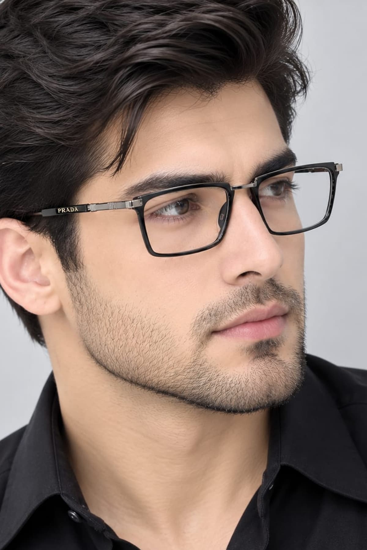 Prada Sheet Acetate Black Square Eye Glasses